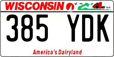WI license plate 385YDK