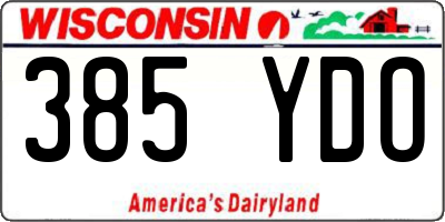 WI license plate 385YDO