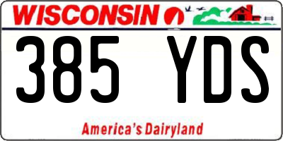WI license plate 385YDS