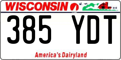 WI license plate 385YDT