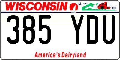 WI license plate 385YDU