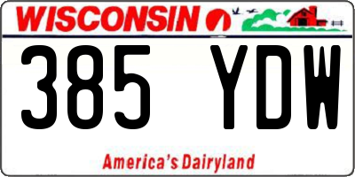 WI license plate 385YDW