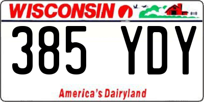 WI license plate 385YDY