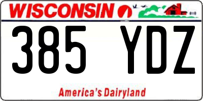 WI license plate 385YDZ