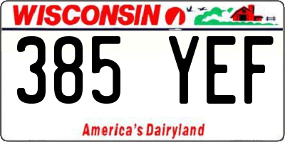 WI license plate 385YEF