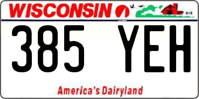 WI license plate 385YEH