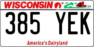 WI license plate 385YEK