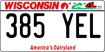 WI license plate 385YEL