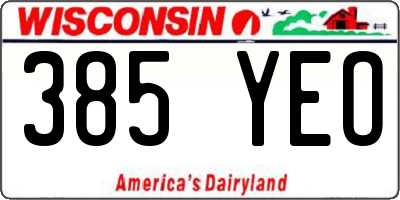 WI license plate 385YEO
