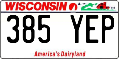 WI license plate 385YEP