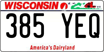 WI license plate 385YEQ