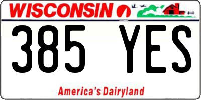 WI license plate 385YES