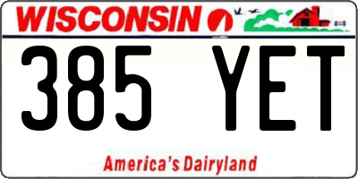 WI license plate 385YET