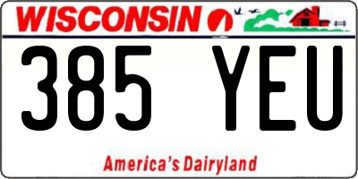 WI license plate 385YEU