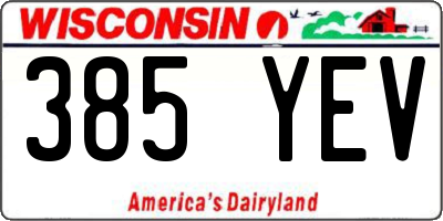 WI license plate 385YEV