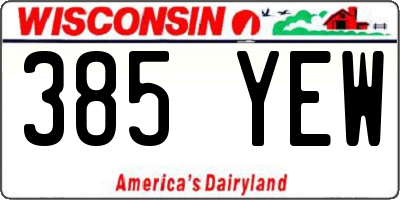 WI license plate 385YEW