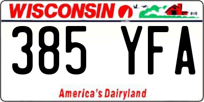 WI license plate 385YFA
