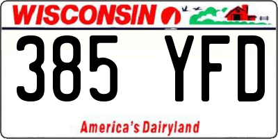 WI license plate 385YFD