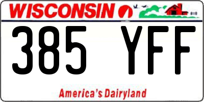WI license plate 385YFF