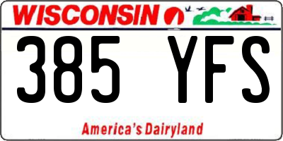 WI license plate 385YFS