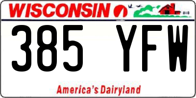 WI license plate 385YFW