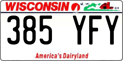 WI license plate 385YFY