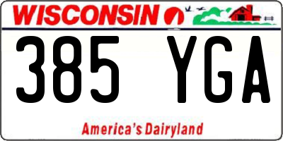 WI license plate 385YGA