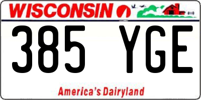 WI license plate 385YGE