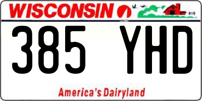 WI license plate 385YHD