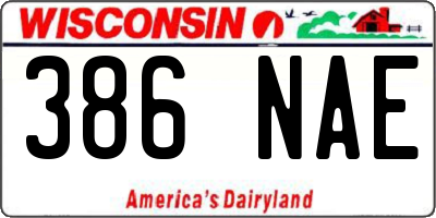 WI license plate 386NAE