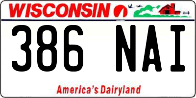 WI license plate 386NAI