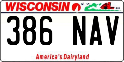 WI license plate 386NAV