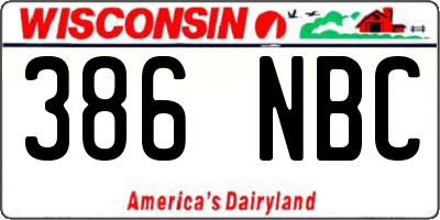 WI license plate 386NBC