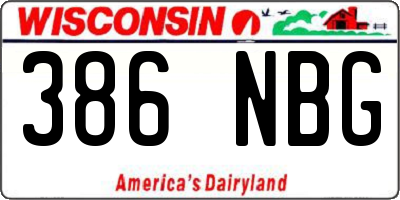 WI license plate 386NBG