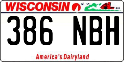 WI license plate 386NBH