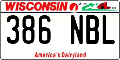 WI license plate 386NBL