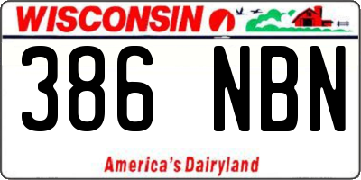WI license plate 386NBN