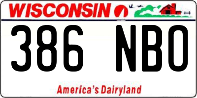 WI license plate 386NBO