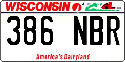 WI license plate 386NBR