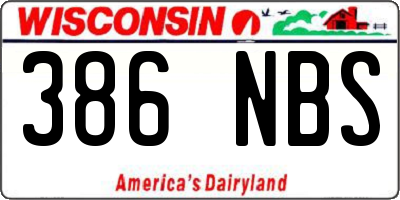 WI license plate 386NBS