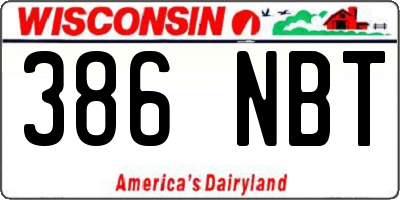 WI license plate 386NBT