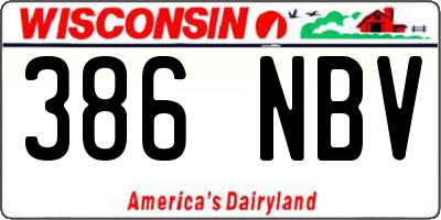 WI license plate 386NBV