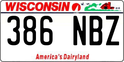 WI license plate 386NBZ