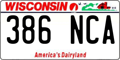 WI license plate 386NCA