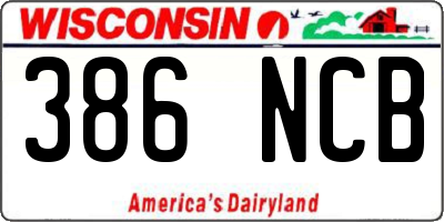 WI license plate 386NCB