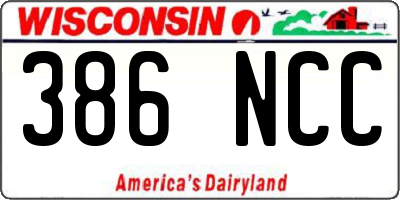 WI license plate 386NCC