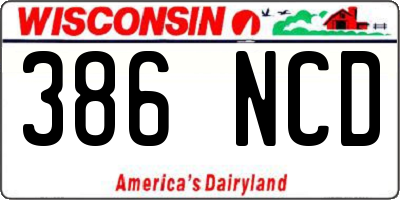 WI license plate 386NCD