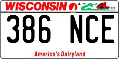 WI license plate 386NCE