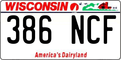 WI license plate 386NCF