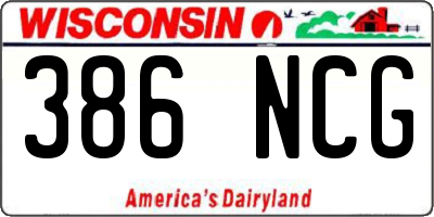 WI license plate 386NCG